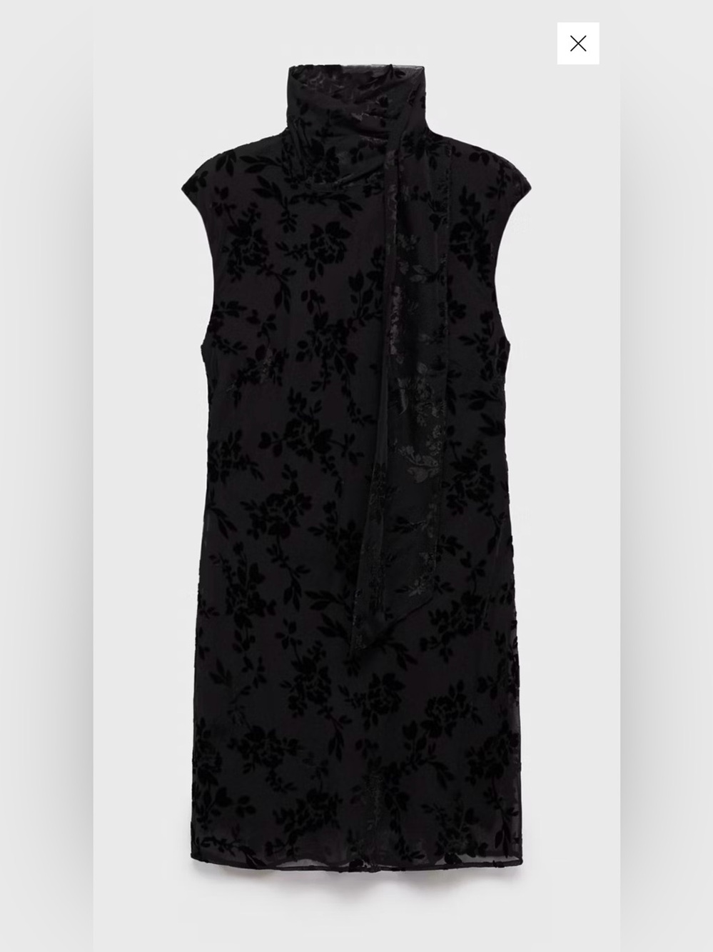 Mango Black Floral Jacquard Foulard Mini Dress